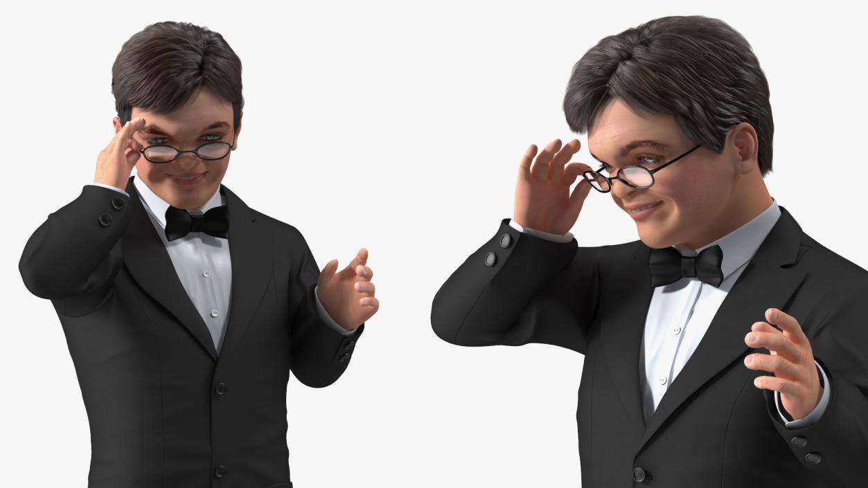 Character Dwarf Man Wearing Formal Suit Rigged for Cinema 4D 3 3D