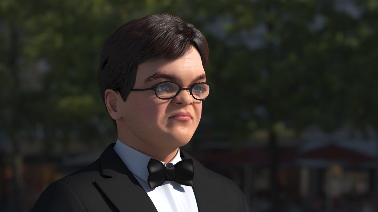 Character Dwarf Man Wearing Formal Suit Rigged for Cinema 4D 3 3D