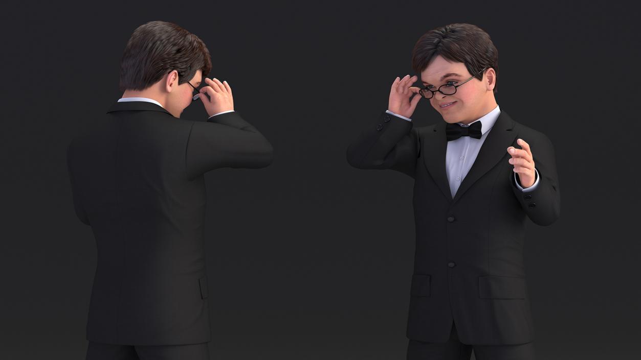 Character Dwarf Man Wearing Formal Suit Rigged for Cinema 4D 3 3D