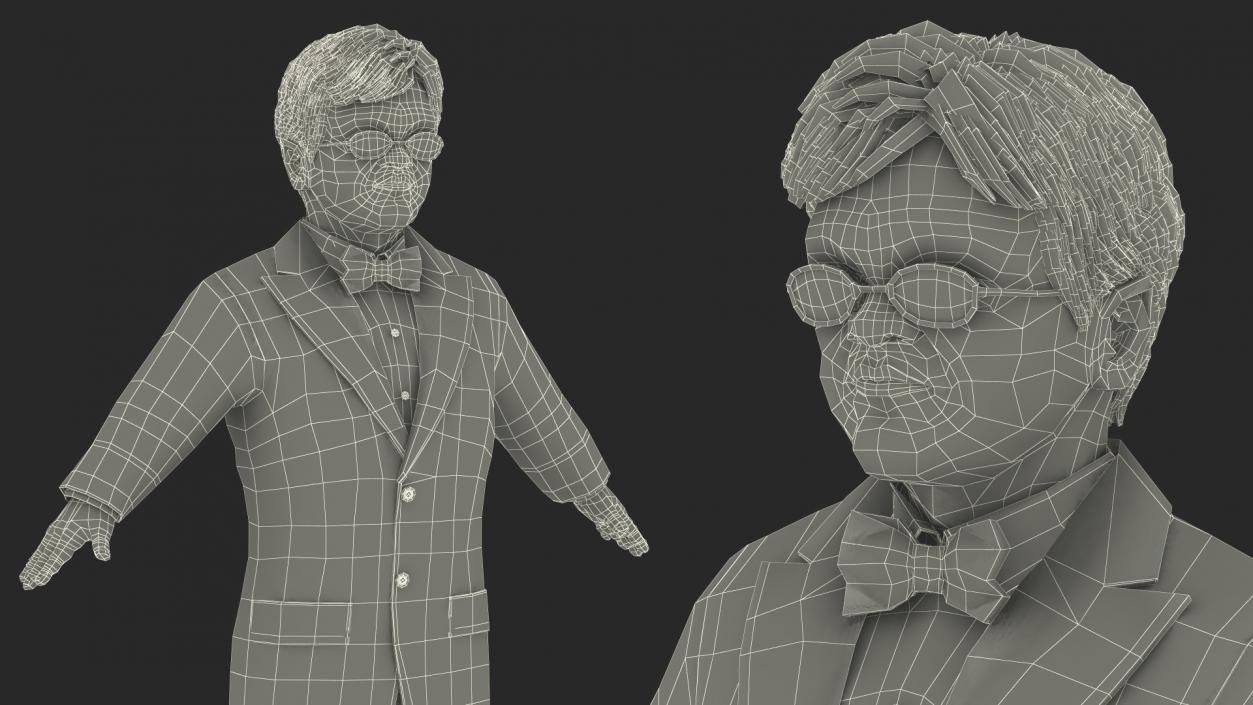 Character Dwarf Man Wearing Formal Suit Rigged for Cinema 4D 3 3D