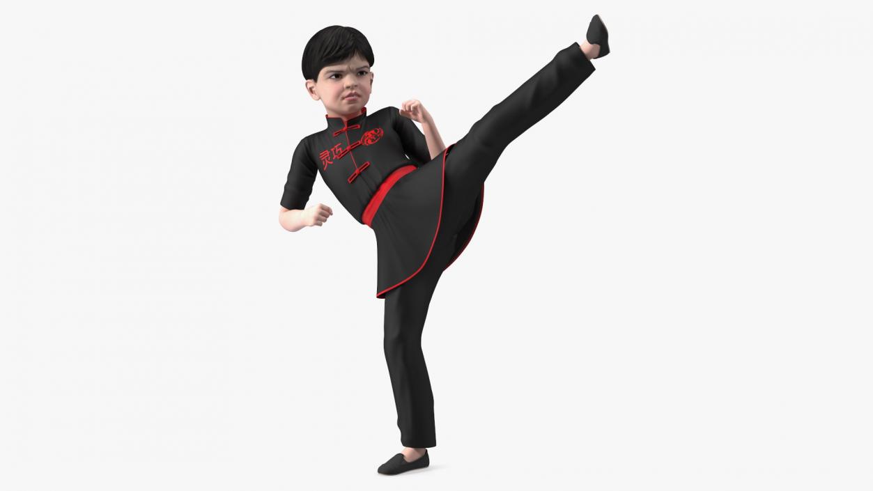 3D Asian Child Boy Kung Fu Kick model