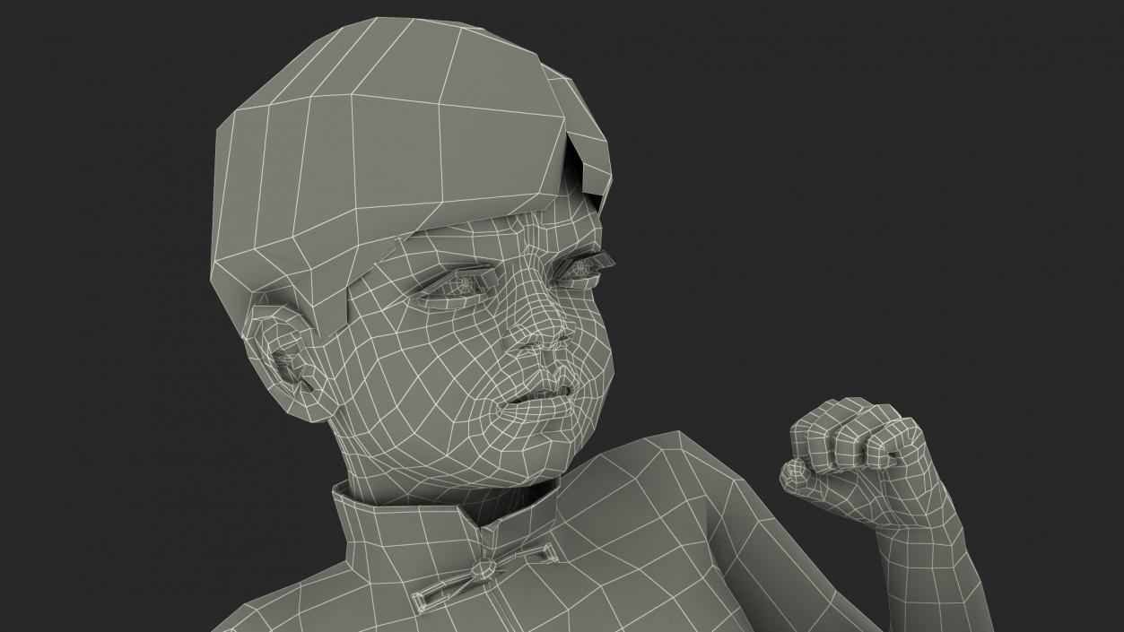 3D Asian Child Boy Kung Fu Kick model