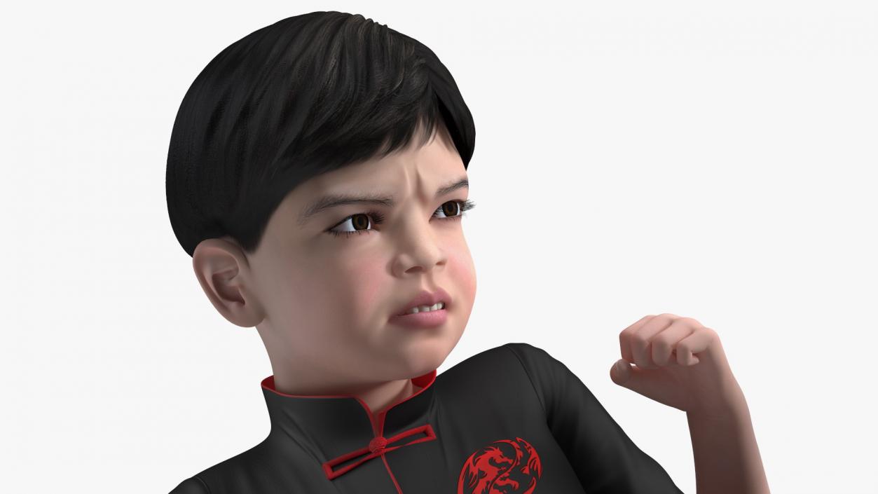 3D Asian Child Boy Kung Fu Kick model