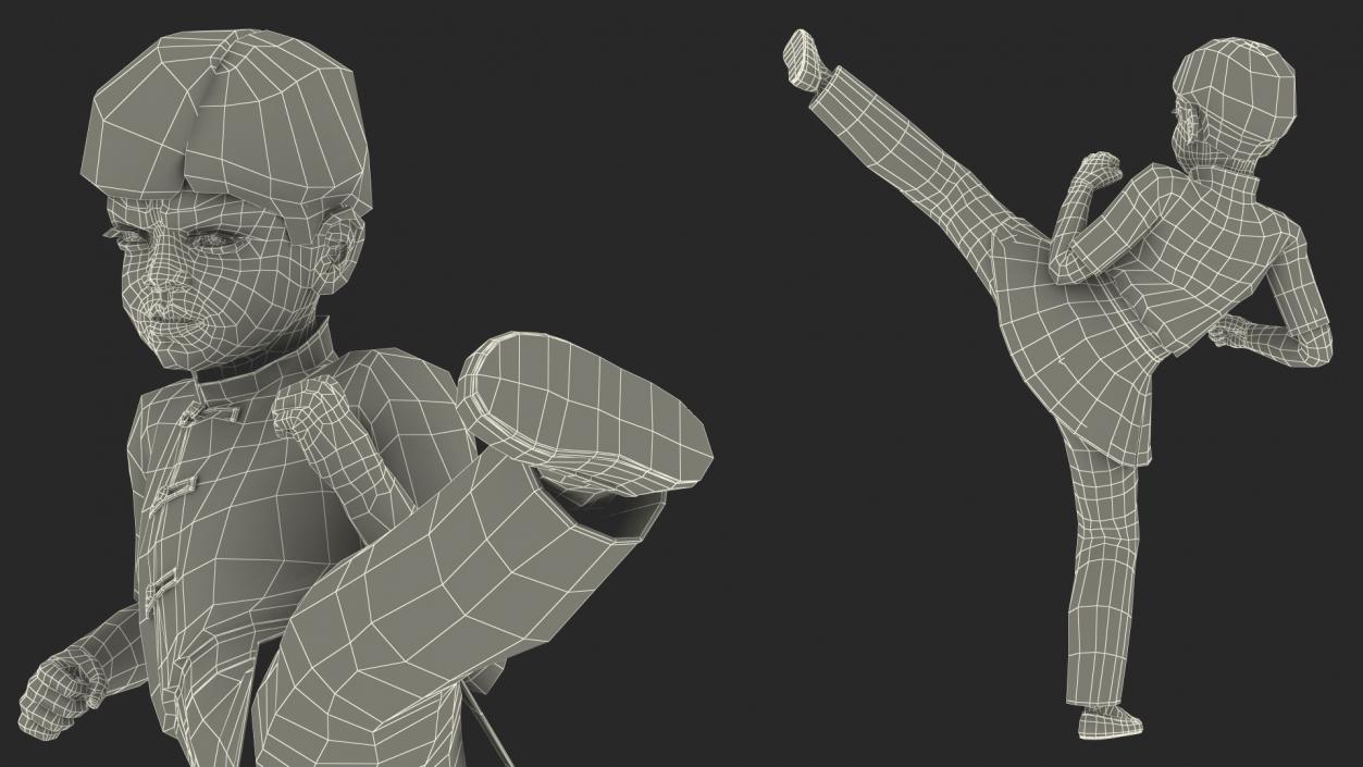 3D Asian Child Boy Kung Fu Kick model