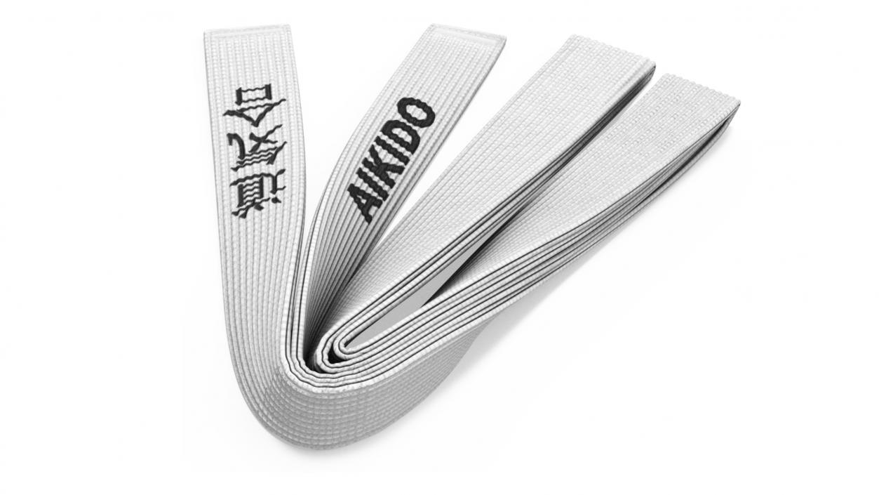 3D White Aikido Belt Obi