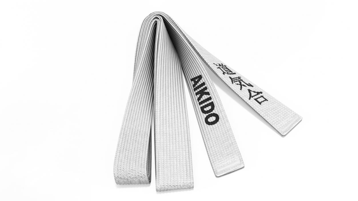 3D White Aikido Belt Obi