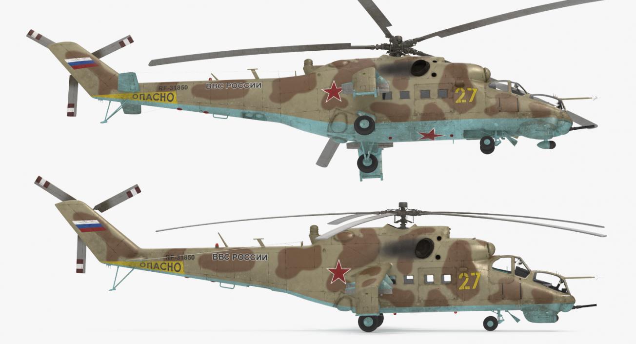 3D Russian Helicopter Mil Mi-24 Hind model