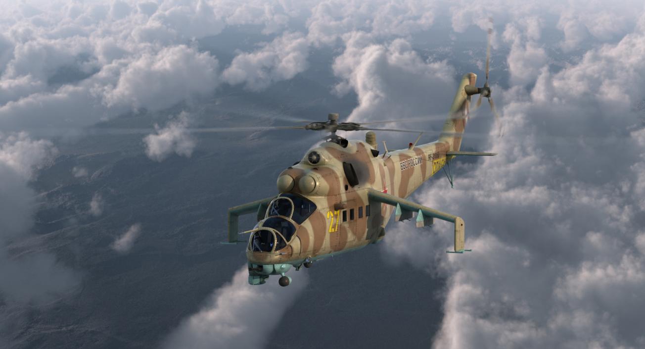 3D Russian Helicopter Mil Mi-24 Hind model