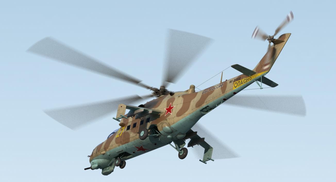 3D Russian Helicopter Mil Mi-24 Hind model