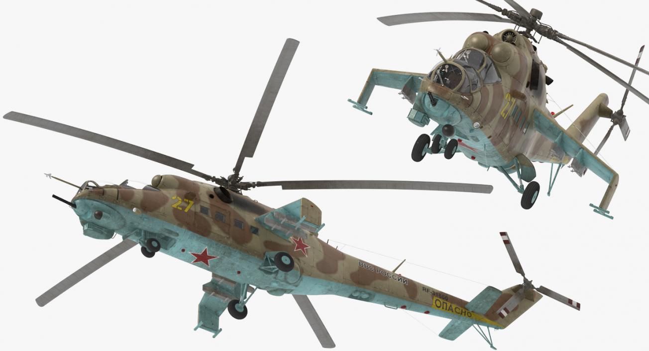 3D Russian Helicopter Mil Mi-24 Hind model