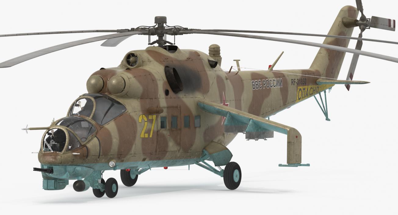 3D Russian Helicopter Mil Mi-24 Hind model