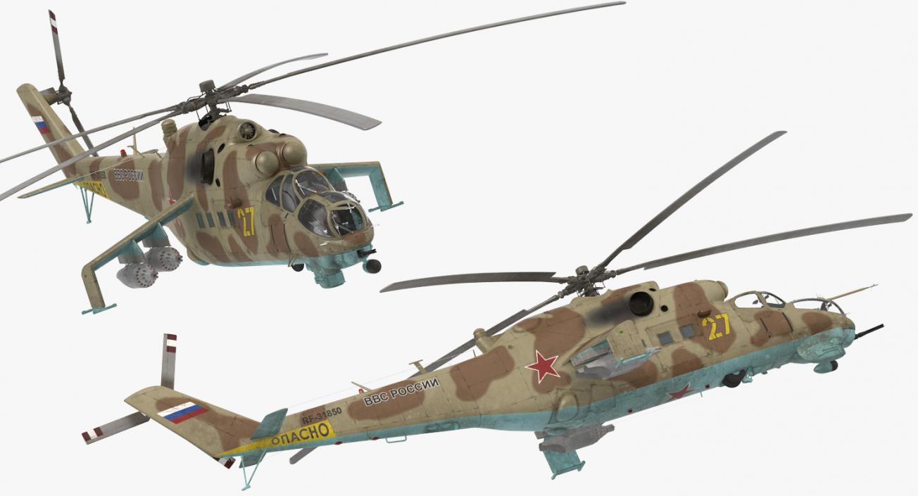 3D Russian Helicopter Mil Mi-24 Hind model