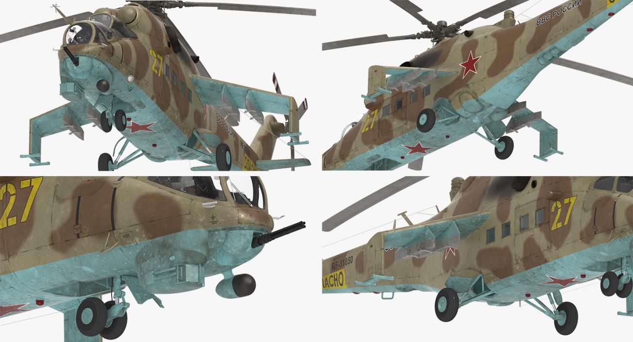 3D Russian Helicopter Mil Mi-24 Hind model