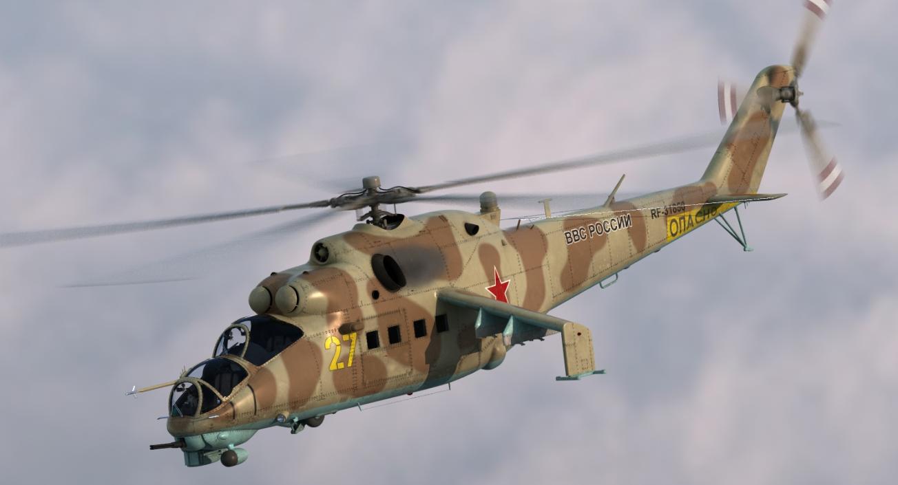 3D Russian Helicopter Mil Mi-24 Hind model