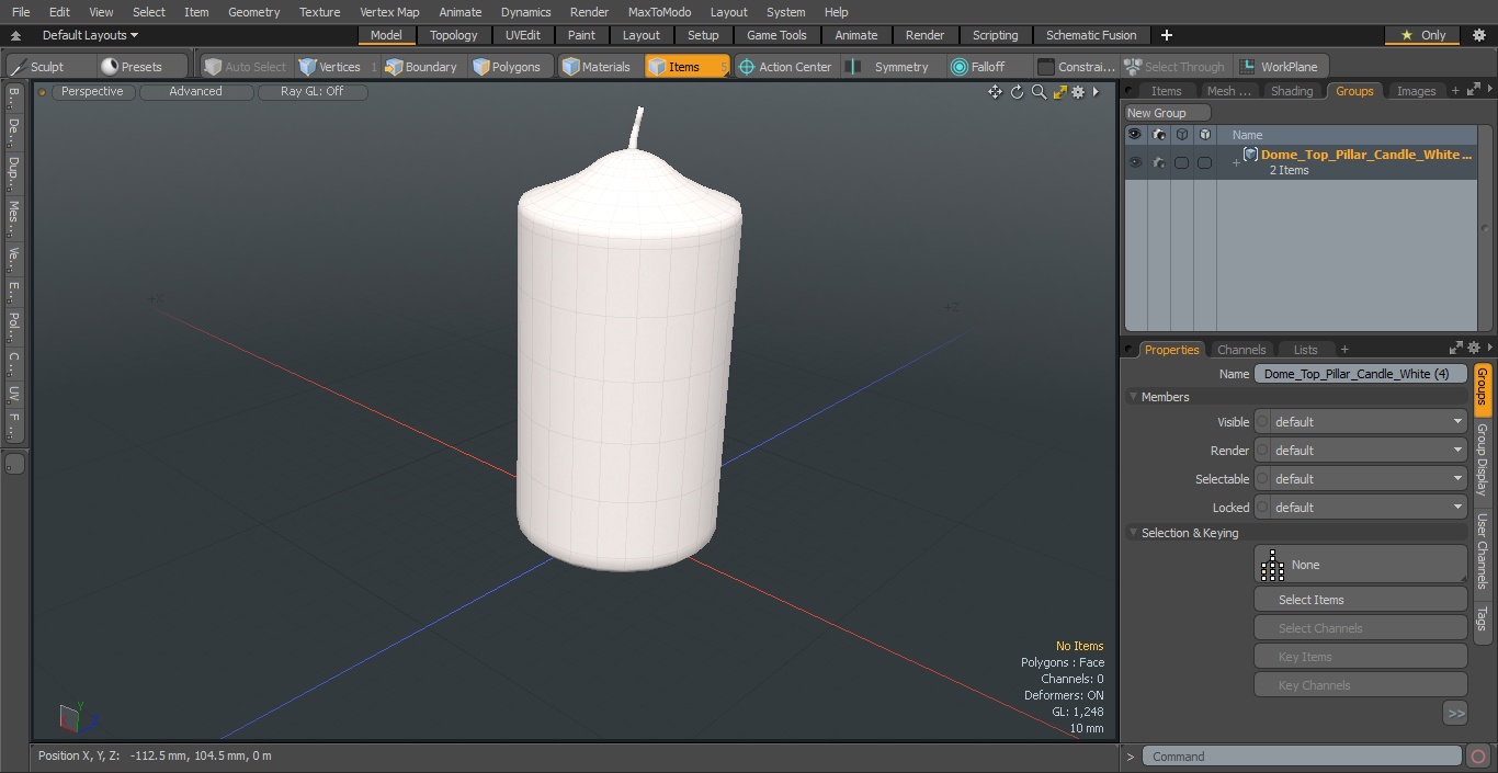 3D Dome Top Pillar Candle White model