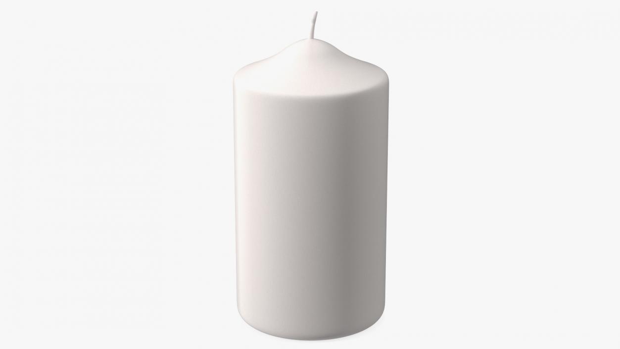 3D Dome Top Pillar Candle White model