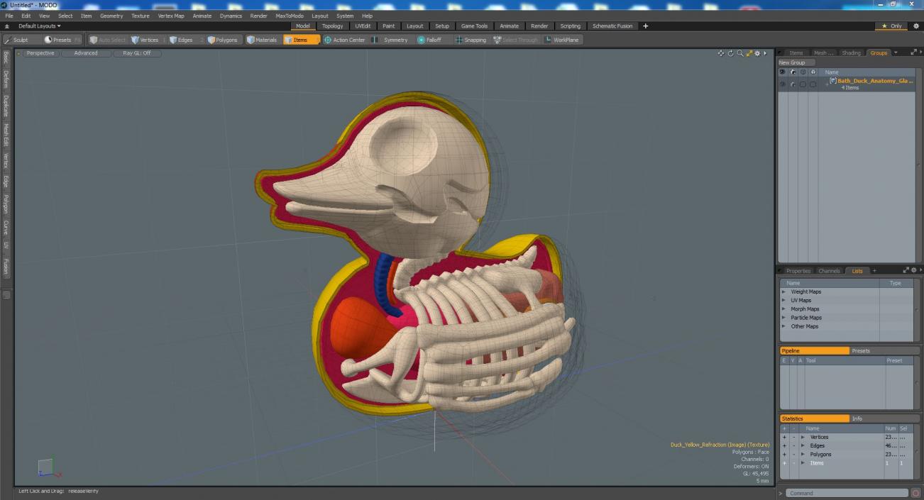 Bath Duck Anatomy Glass Half Shell 3D model