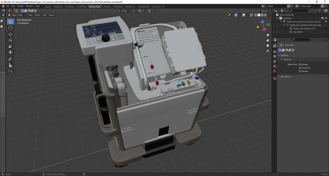 3D Organ Care System with Heart model