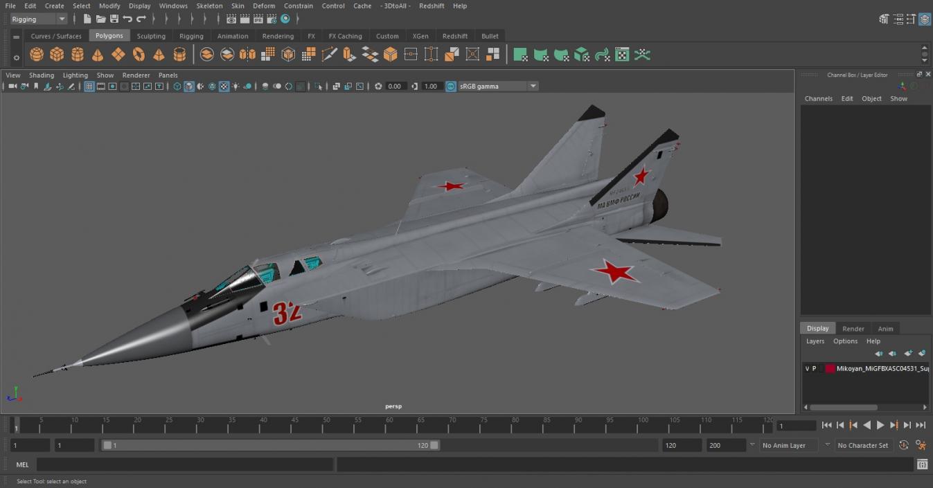 3D Mikoyan MiG-31 Supersonic Interceptor Aircraft Flight model