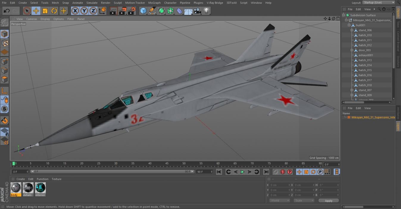 3D Mikoyan MiG-31 Supersonic Interceptor Aircraft Flight model