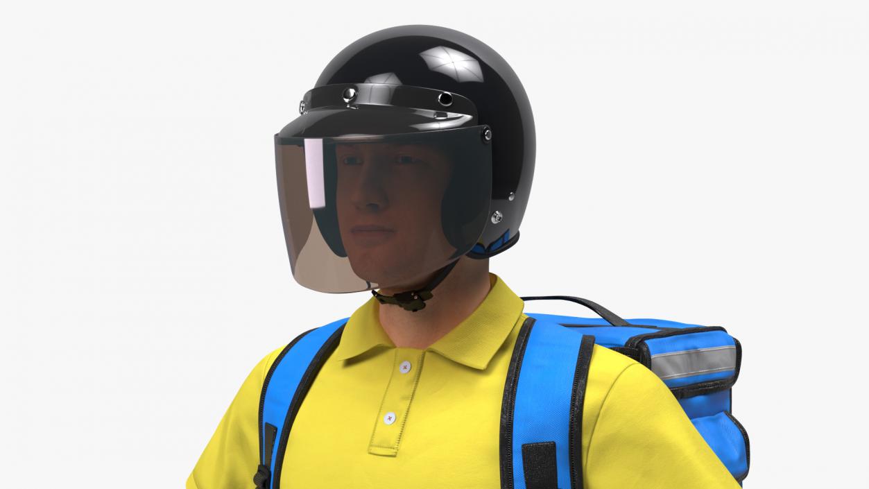 3D Delivery Man wear Helmet Rigged