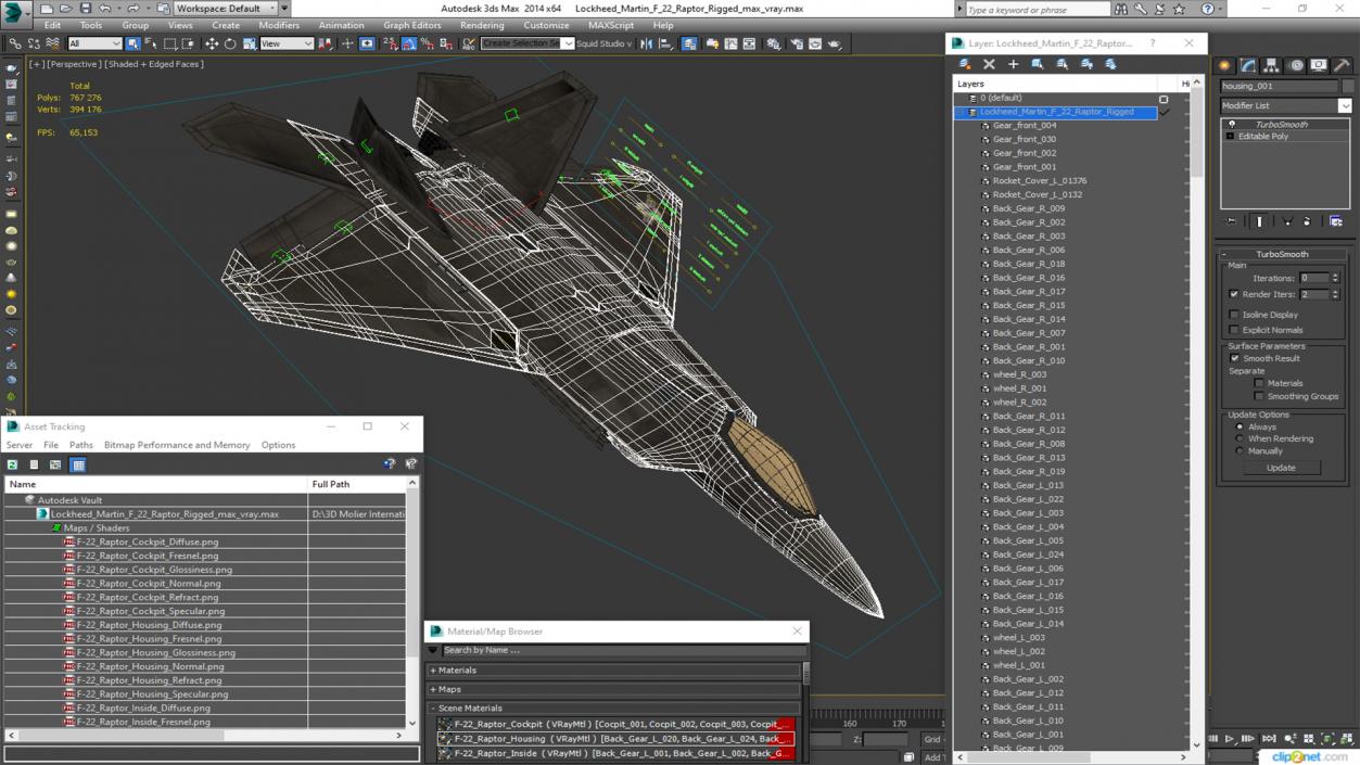 Lockheed Martin F 22 Raptor Rigged 3D model