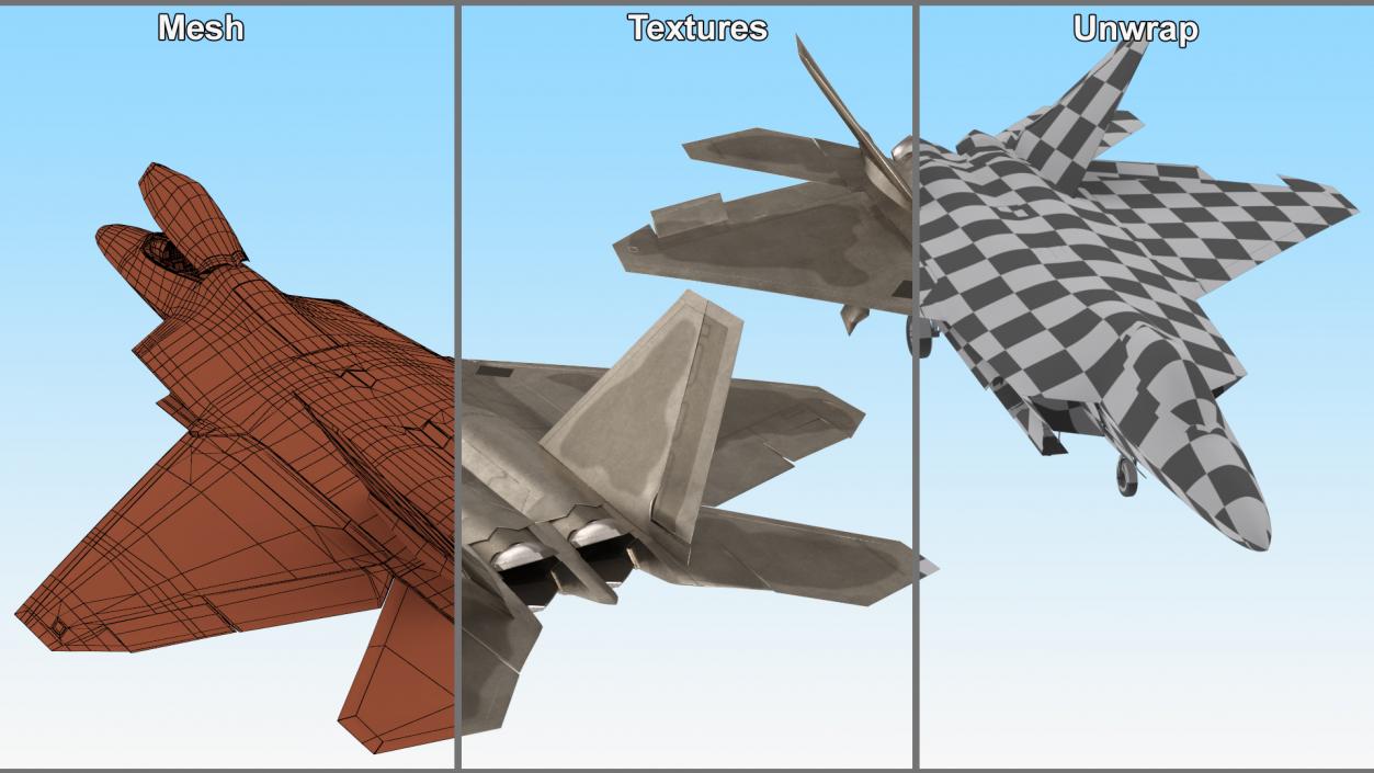 Lockheed Martin F 22 Raptor Rigged 3D model