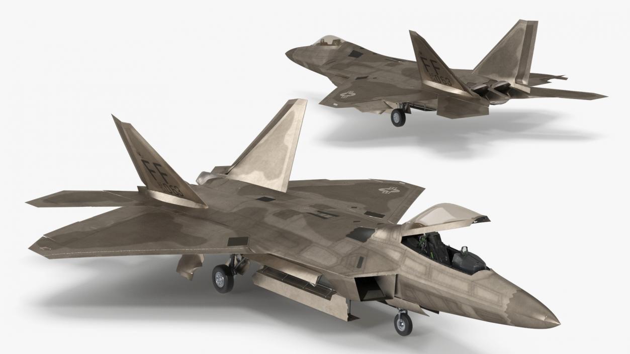 Lockheed Martin F 22 Raptor Rigged 3D model