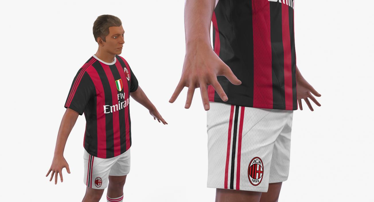 3D Soccer or Football Player Milan Rigged model