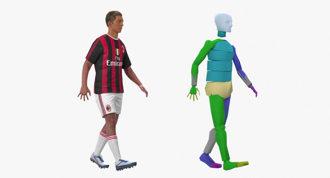 3D Soccer or Football Player Milan Rigged model