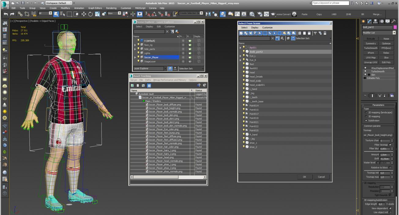 3D Soccer or Football Player Milan Rigged model