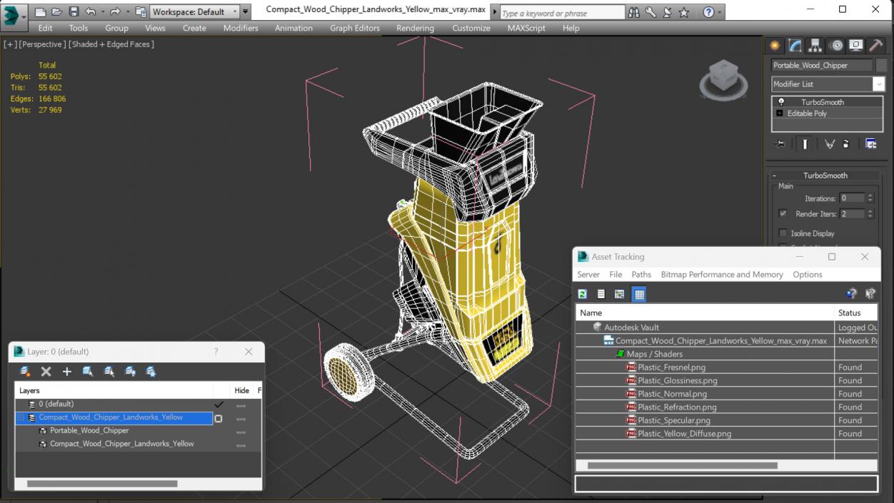 Compact Wood Chipper Landworks Yellow 3D