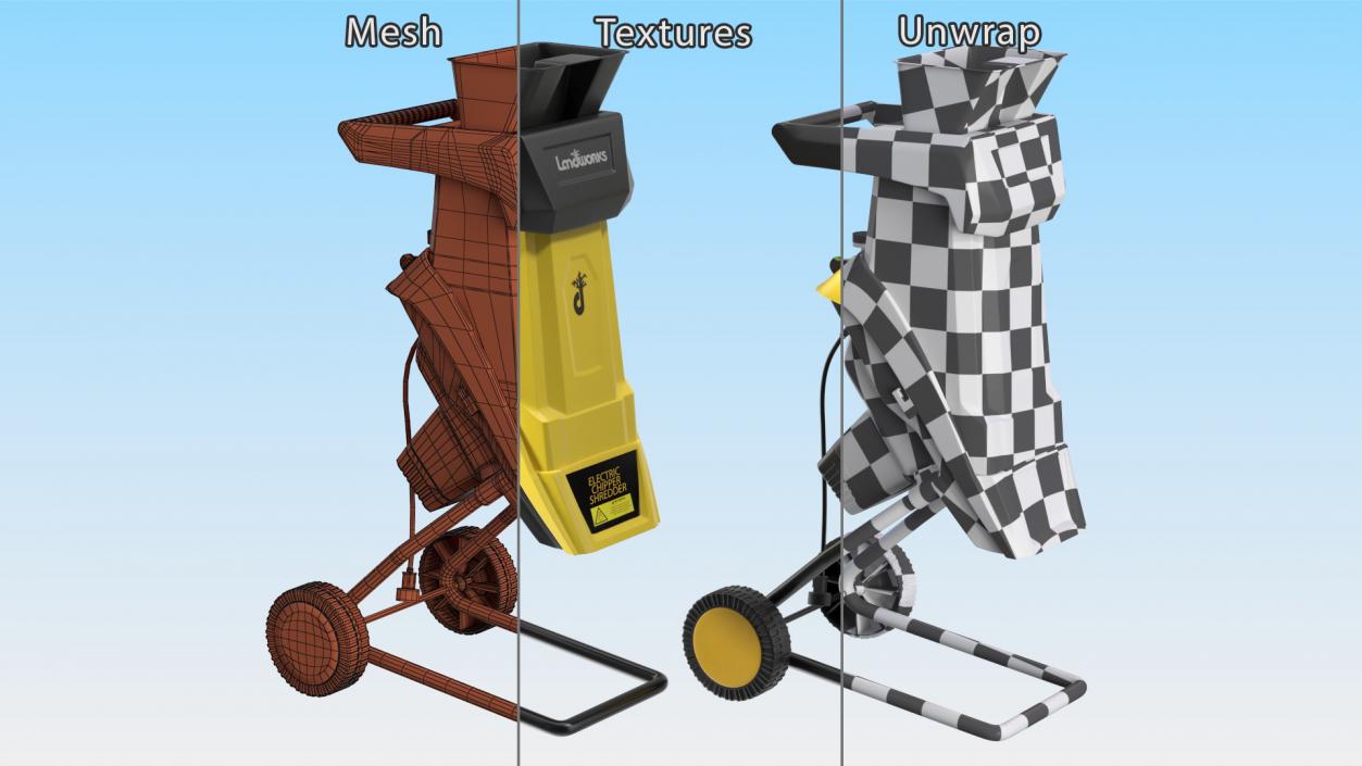 Compact Wood Chipper Landworks Yellow 3D