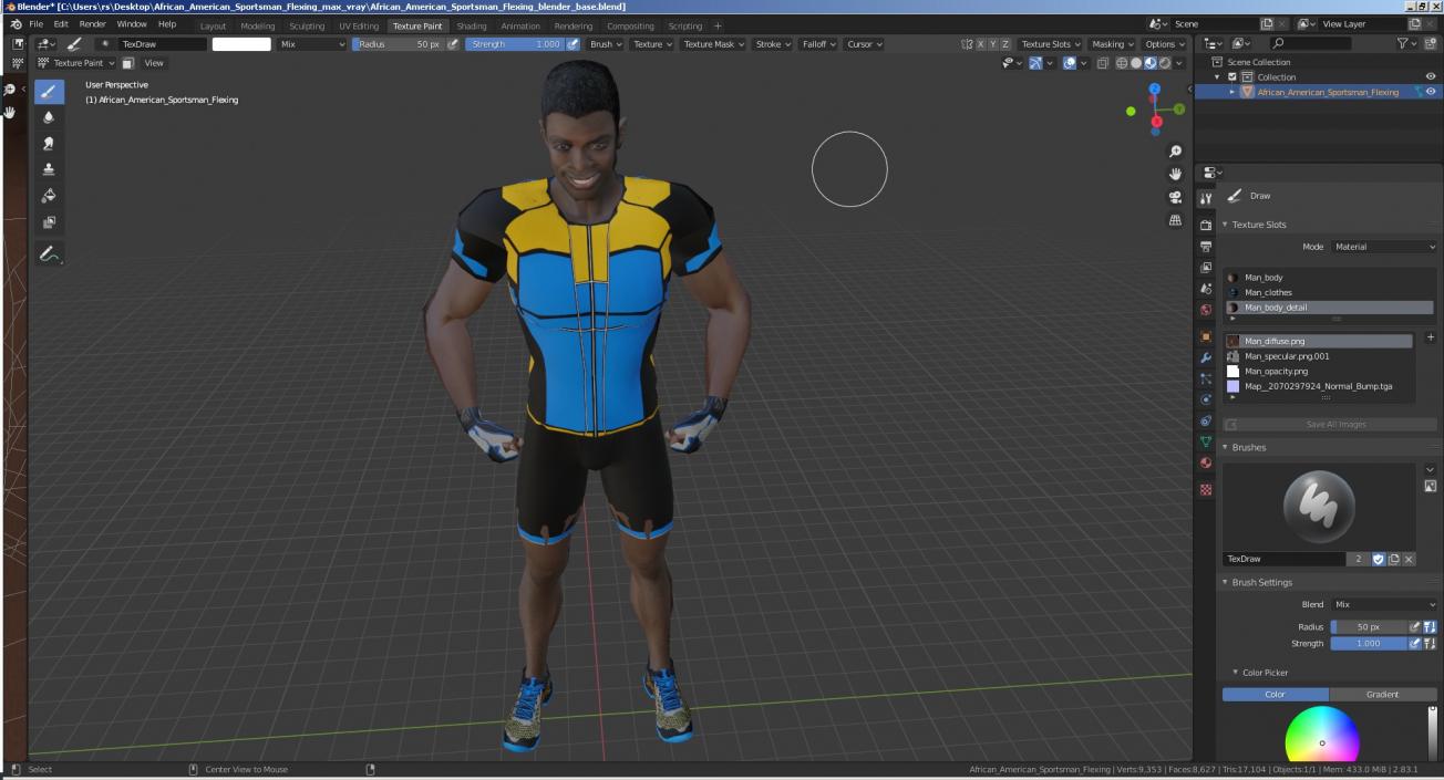 African American Sportsman Flexing 3D model