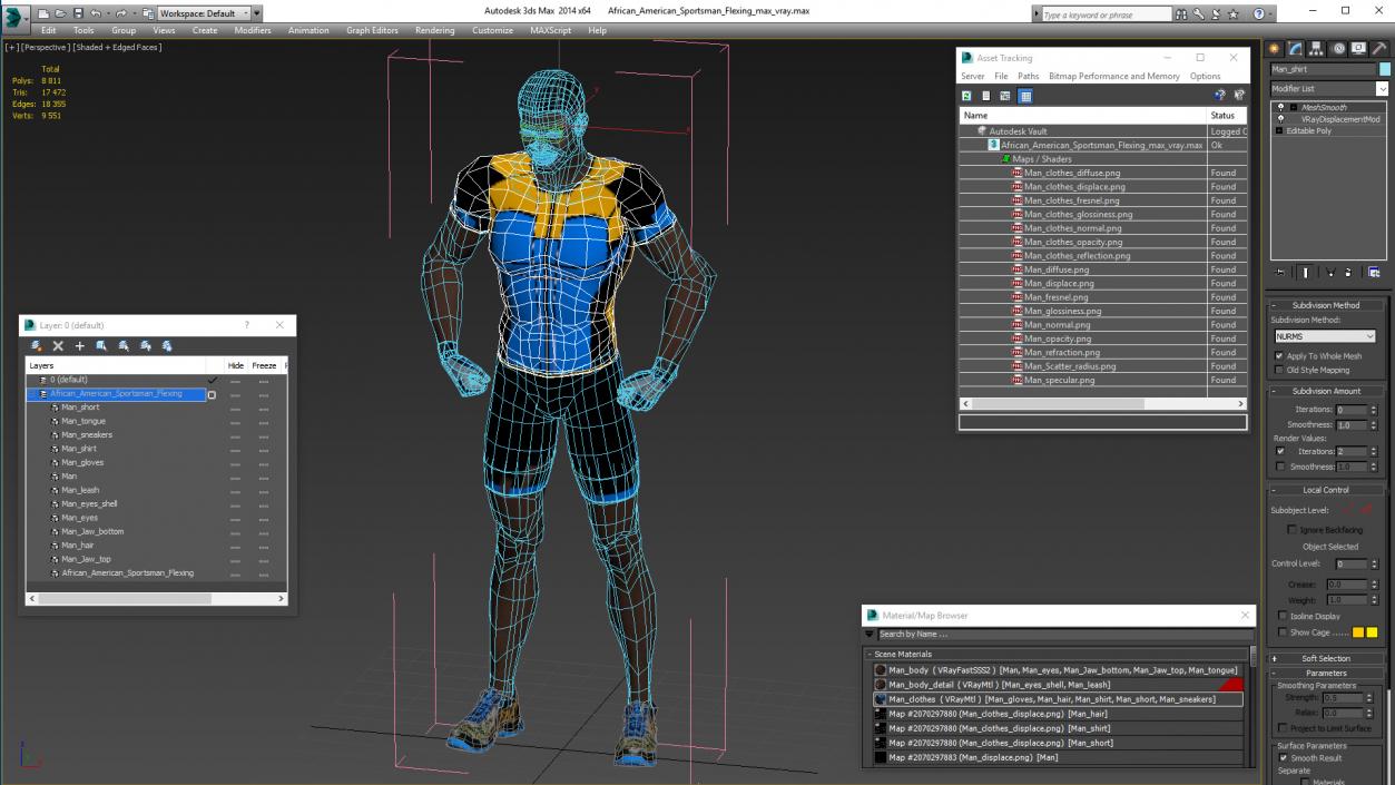 African American Sportsman Flexing 3D model