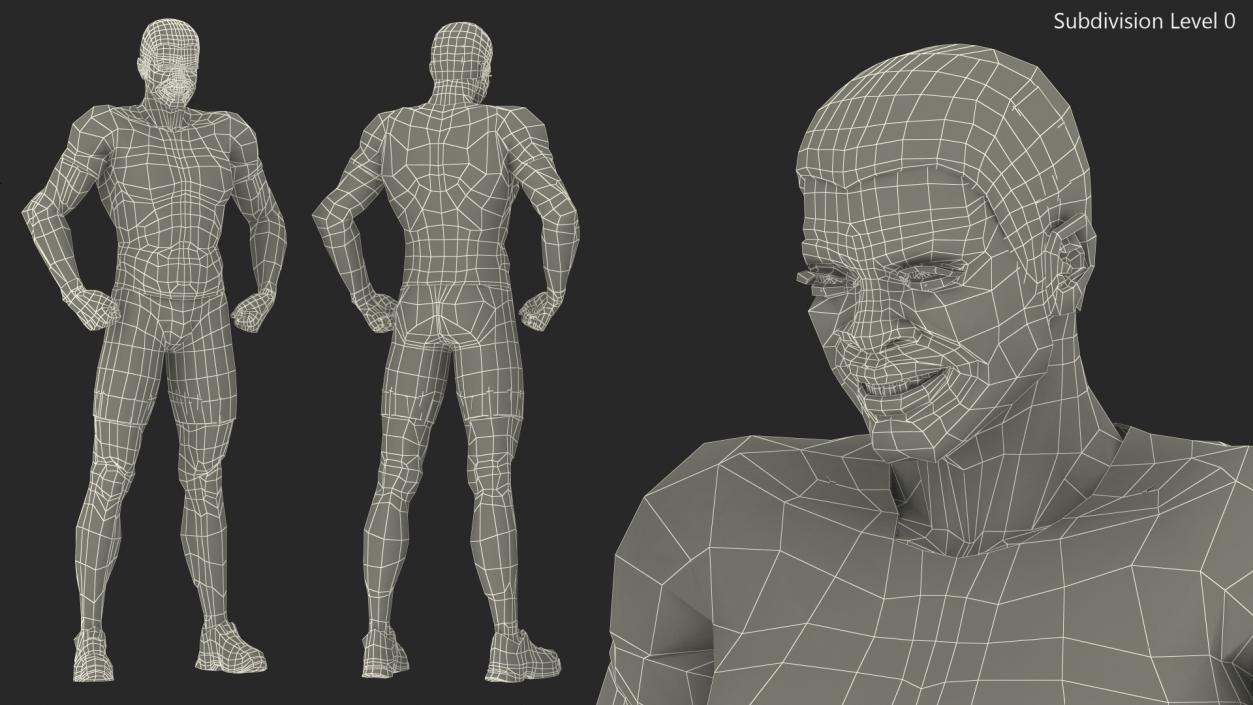 African American Sportsman Flexing 3D model