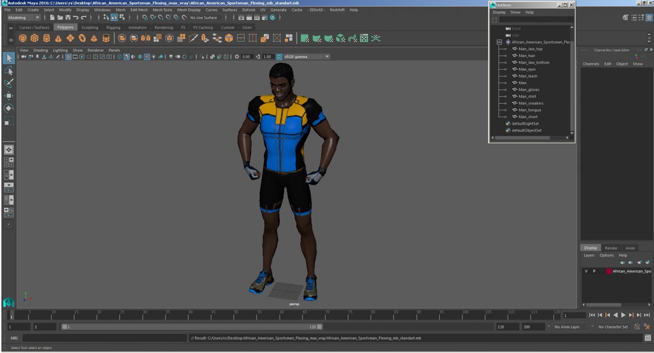 African American Sportsman Flexing 3D model