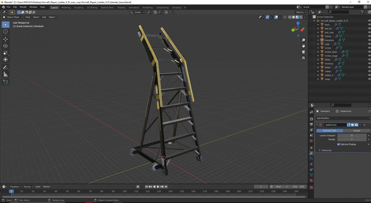 Aircraft Repair Ladder 9 Ft 3D