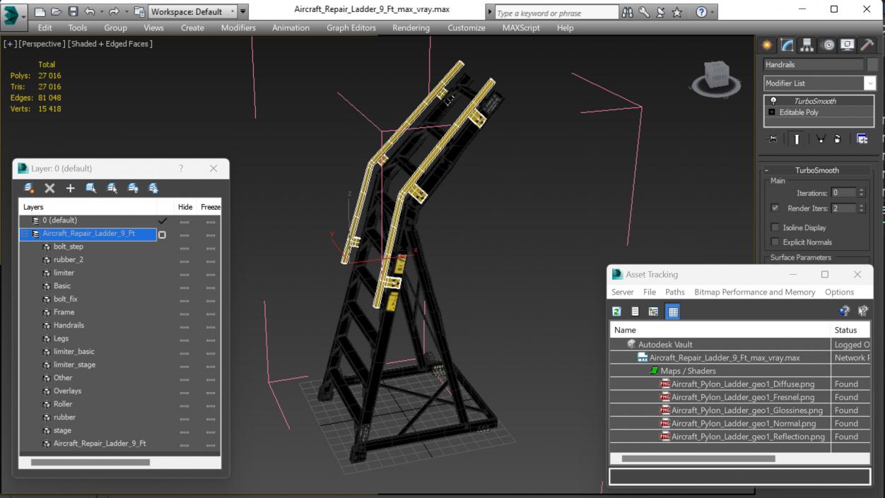 Aircraft Repair Ladder 9 Ft 3D