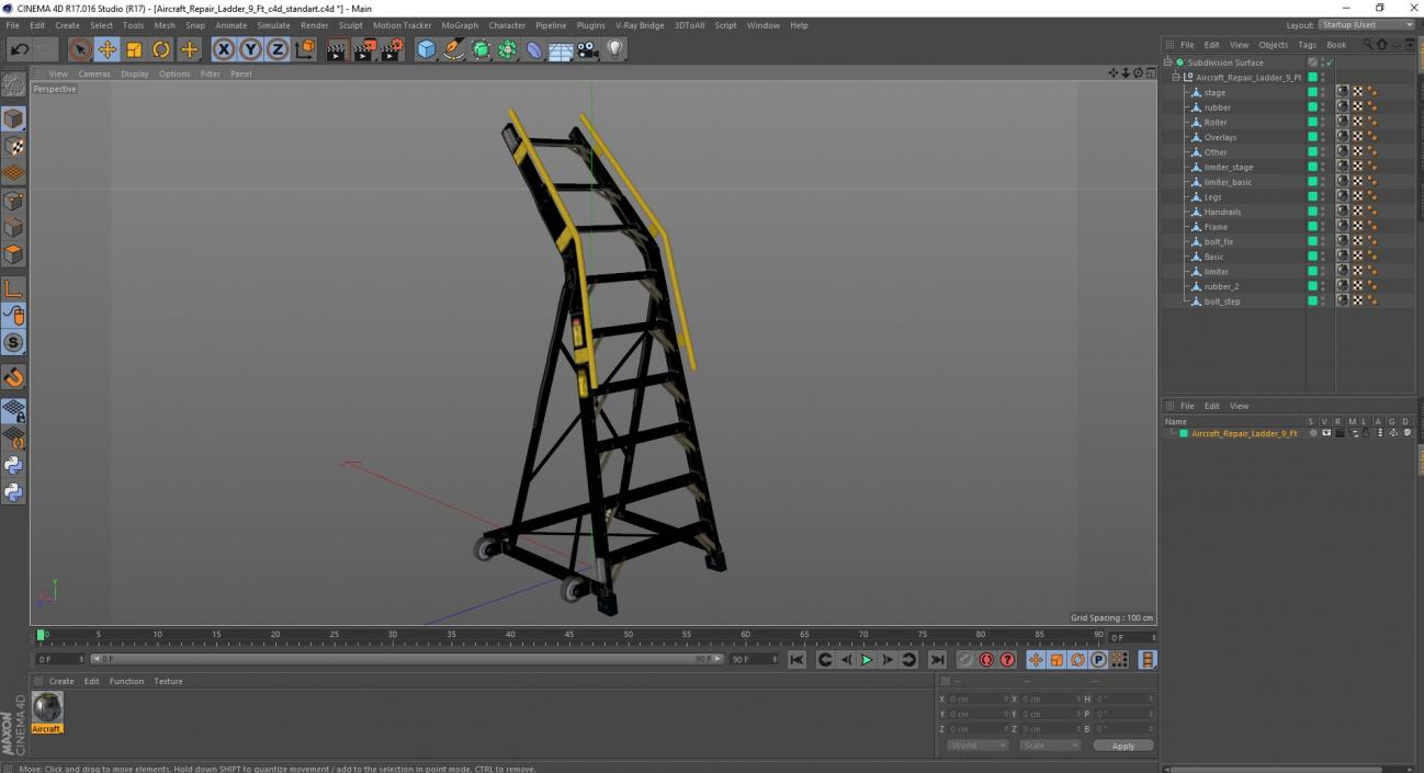 Aircraft Repair Ladder 9 Ft 3D