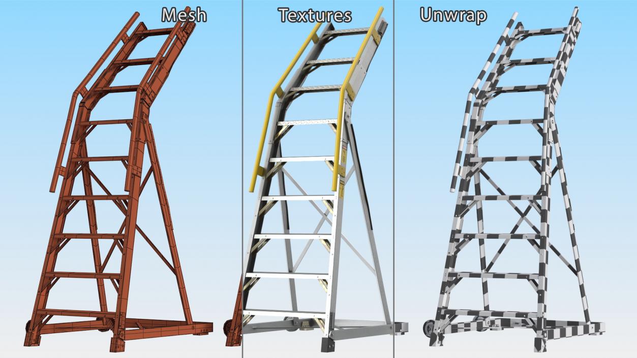 Aircraft Repair Ladder 9 Ft 3D