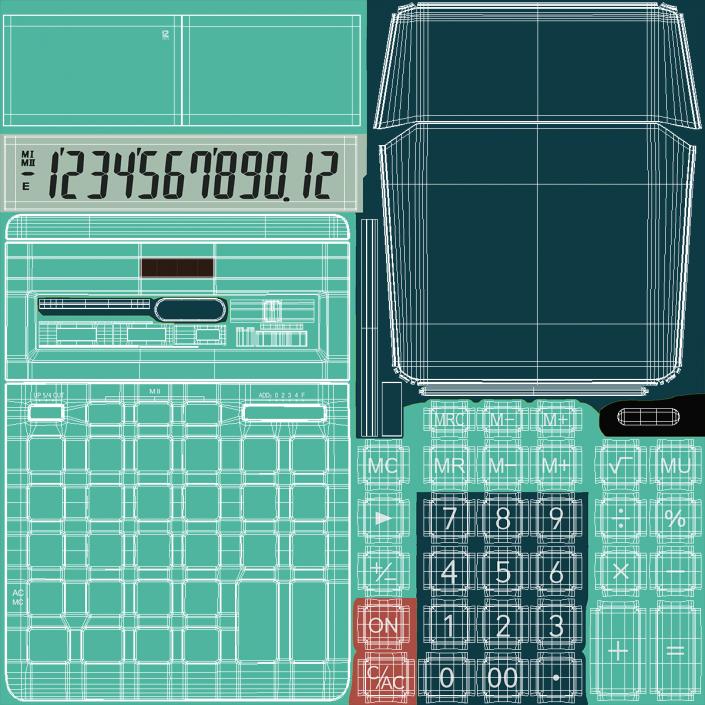 3D Teal Calculator Generic model