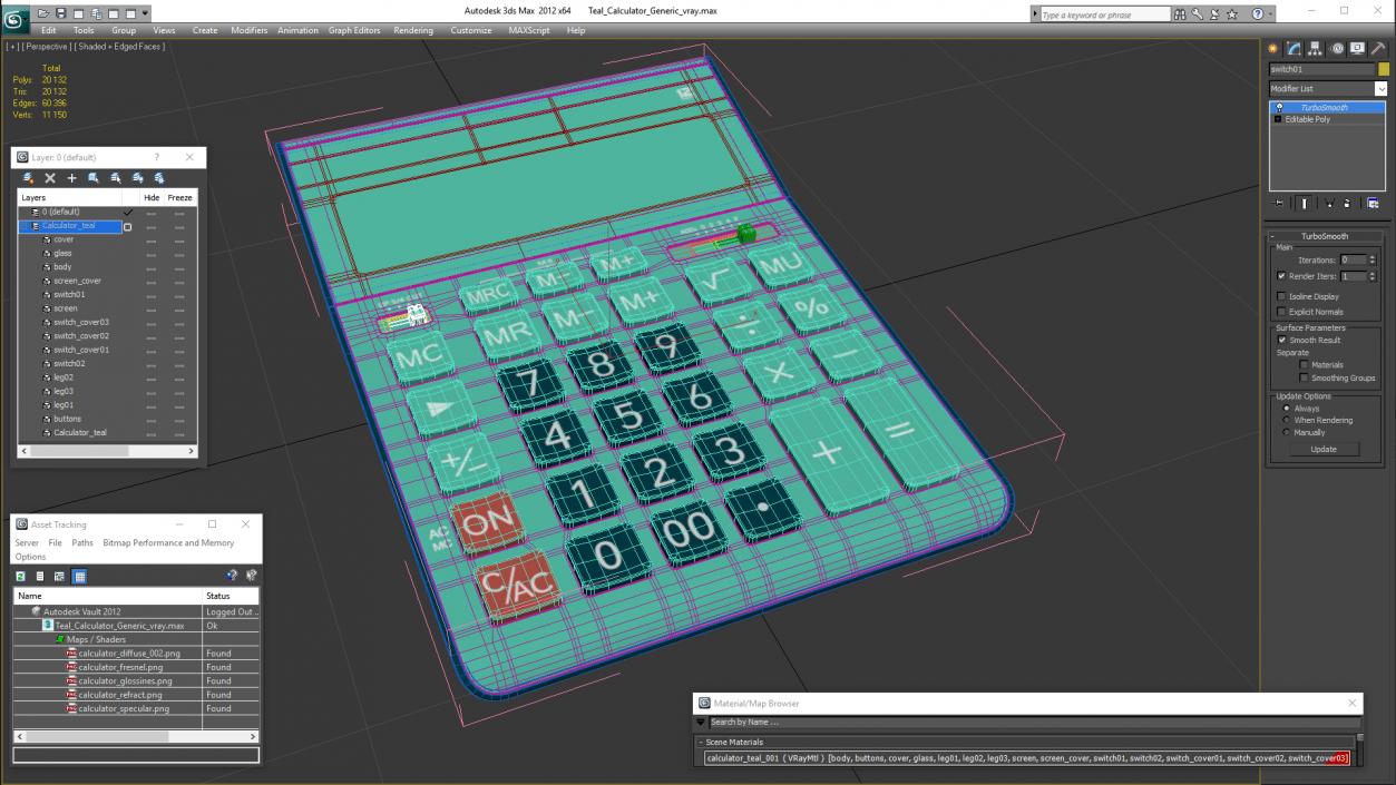 3D Teal Calculator Generic model