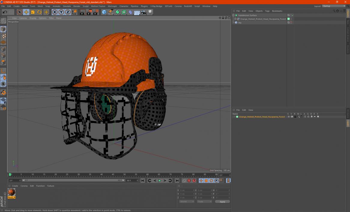 3D Orange Helmet Protect Head Husqvarna Forest model