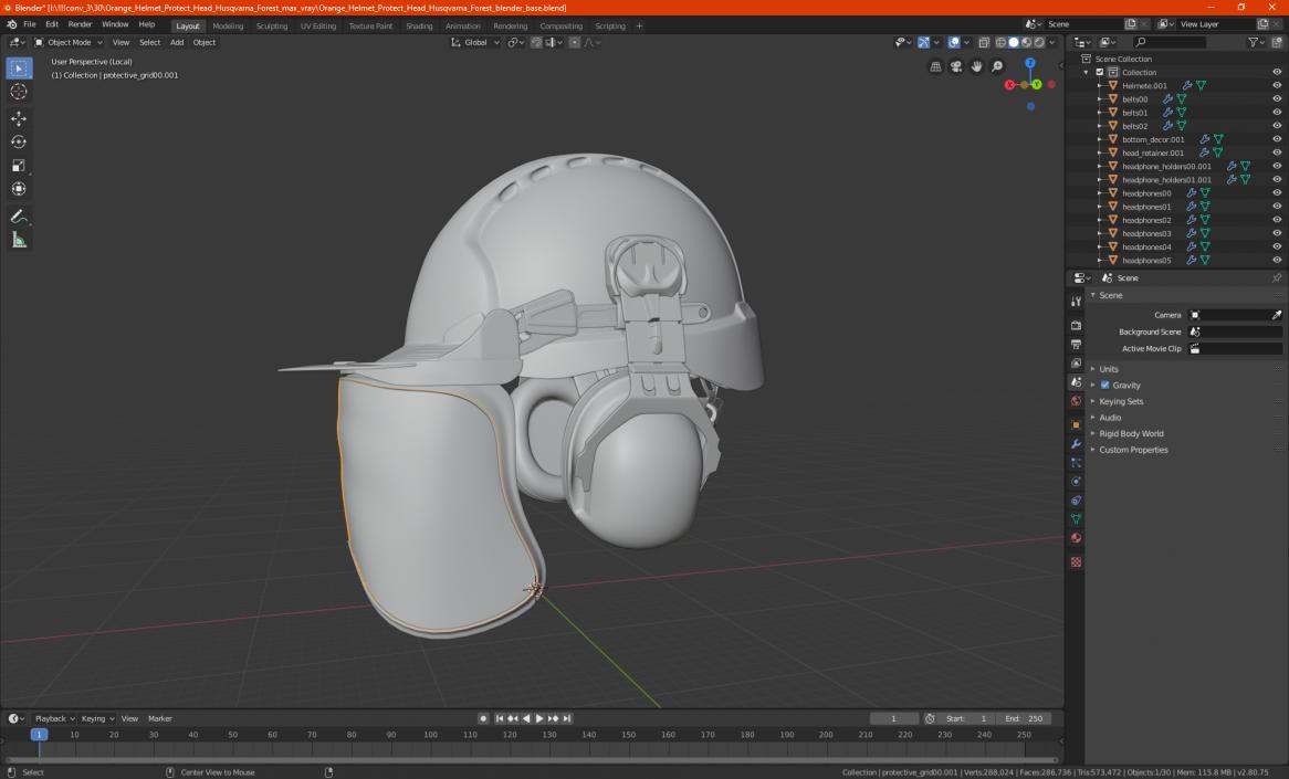 3D Orange Helmet Protect Head Husqvarna Forest model