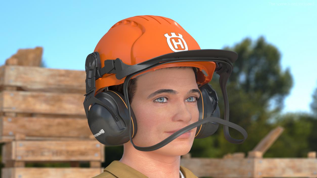 3D Orange Helmet Protect Head Husqvarna Forest model