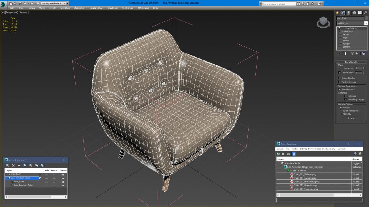 3D Loa Armchair Beige model