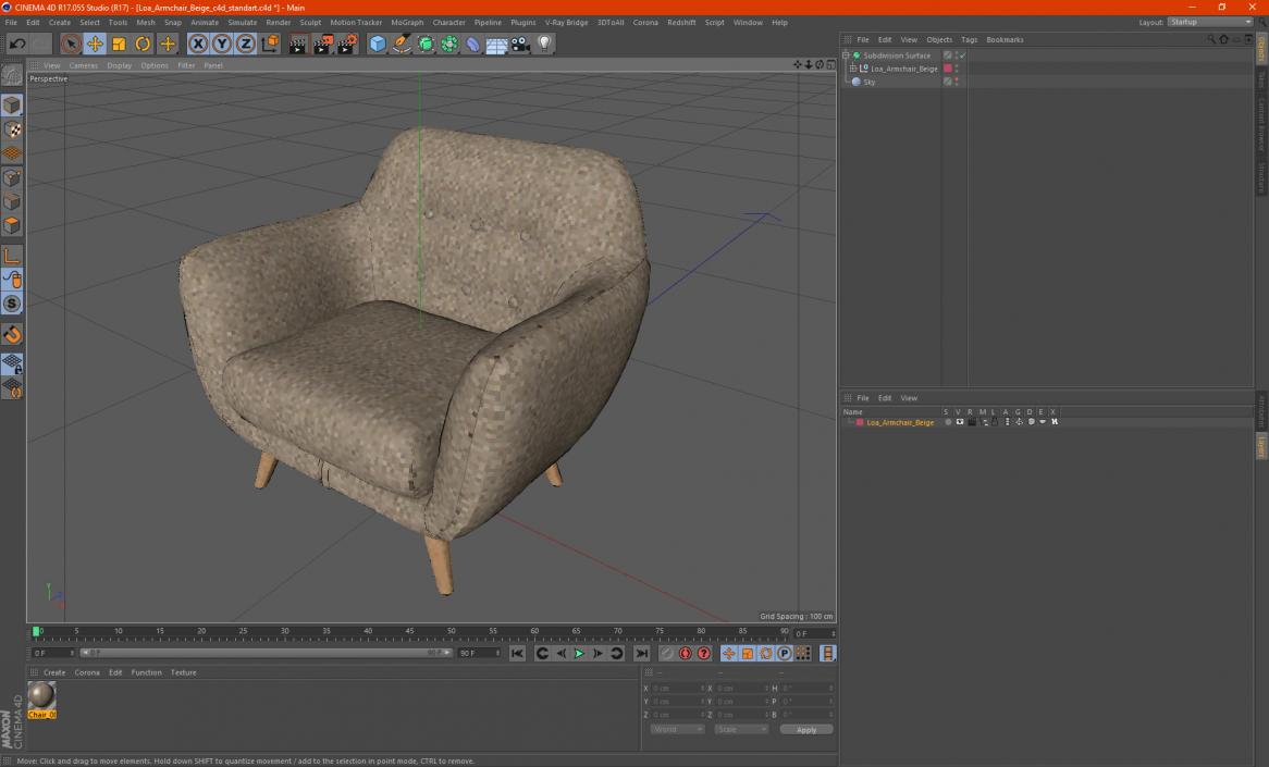 3D Loa Armchair Beige model