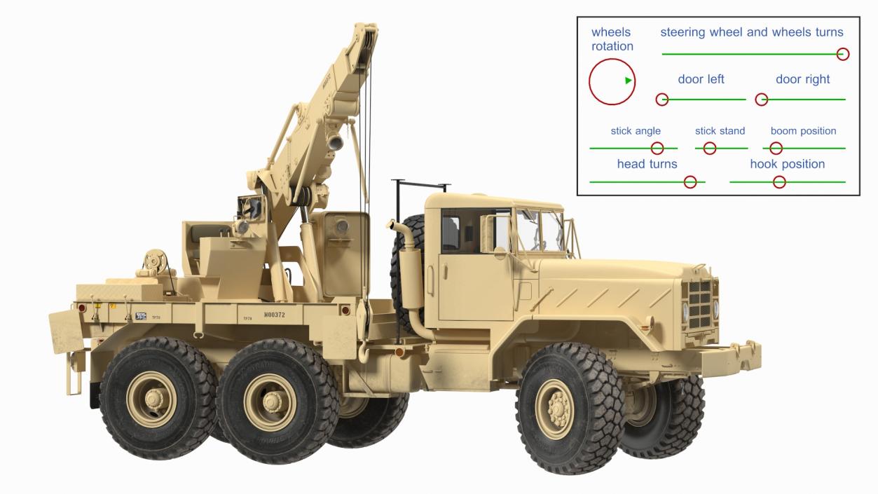 M939 Military Wrecker Light Rigged 3D model