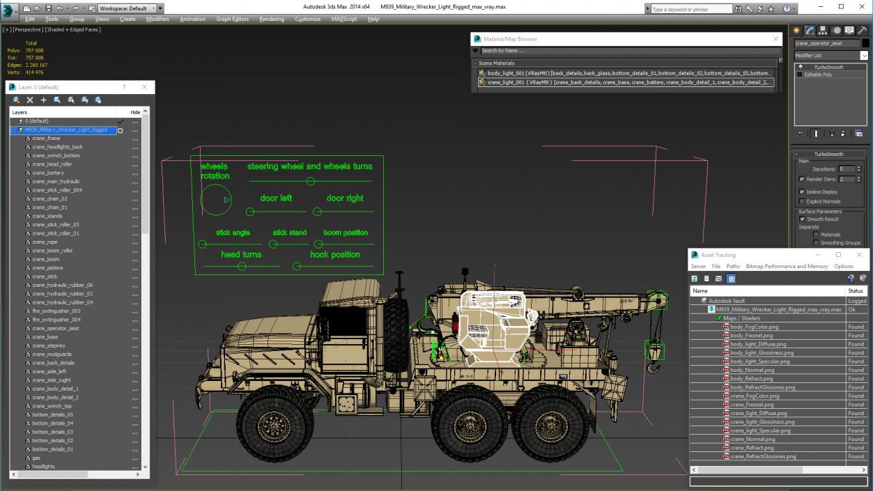 M939 Military Wrecker Light Rigged 3D model